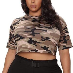 Women's Plus Size Camo Crop Top
